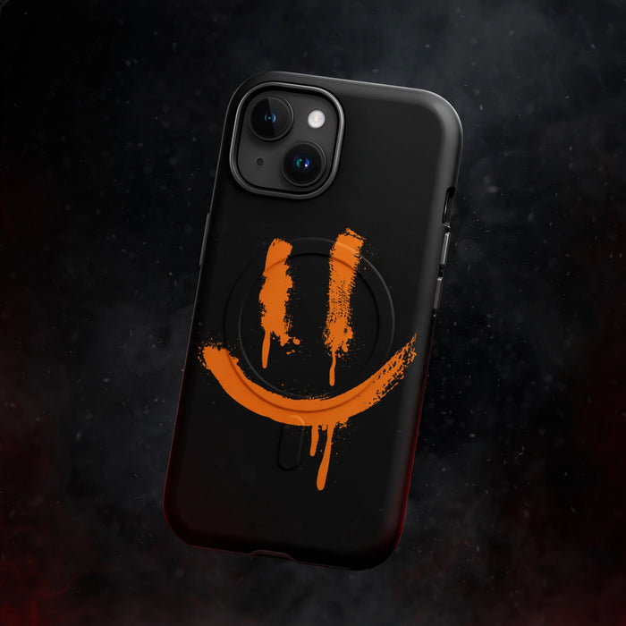 SMILEY ORANGE MagSafe® tough case for iPhone® — dark streetwear studio photo