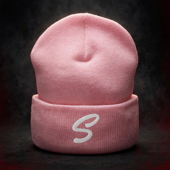 S LOGO Cuffed Beanie — dark streetwear studio photo