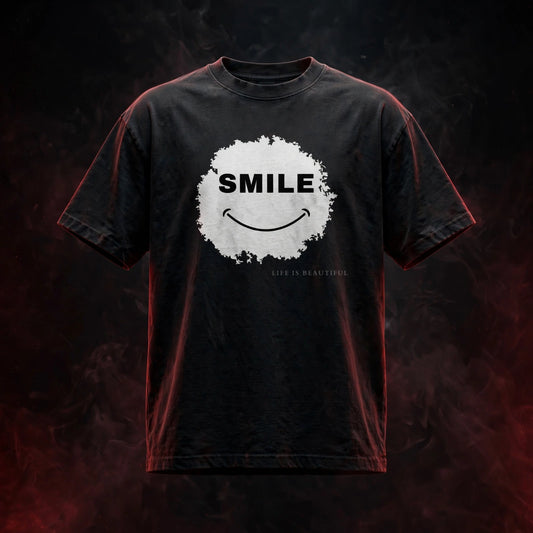 SMILE Faded T-Shirt — dark streetwear studio photo