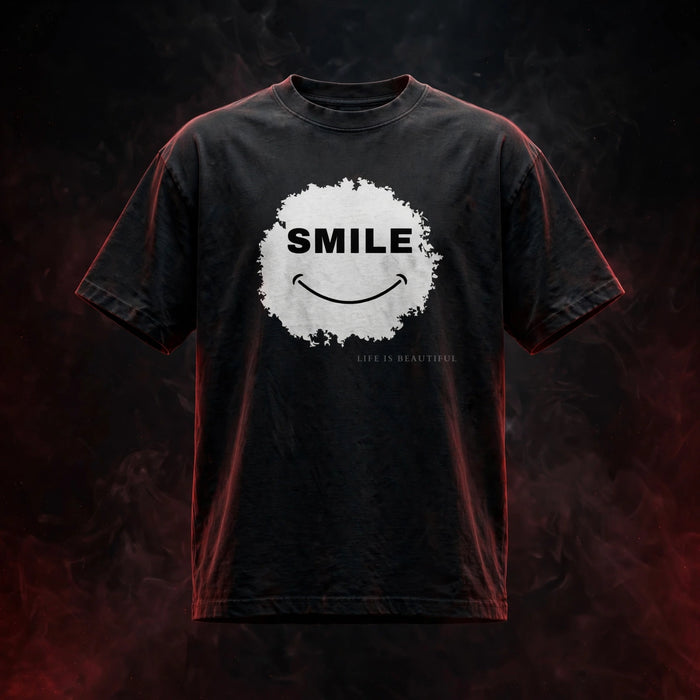 SMILE Faded T-Shirt — dark streetwear studio photo