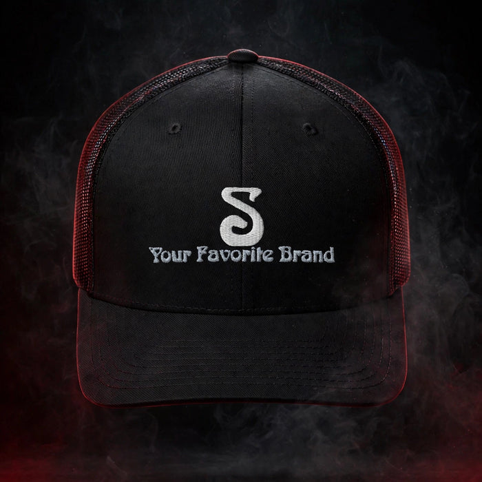 YOUR FAVORITE BRAND Trucker Hat — dark streetwear studio photo