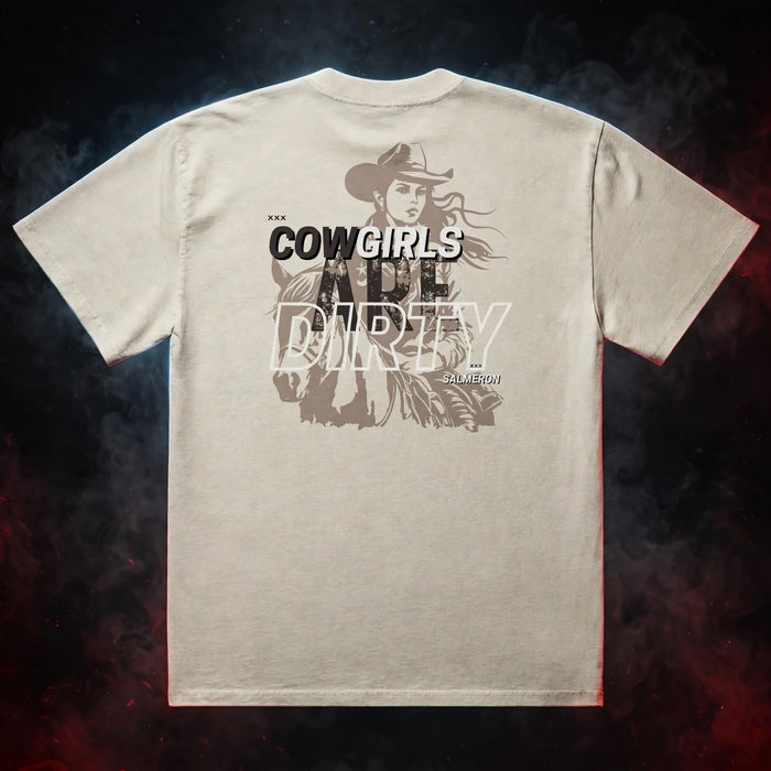 COWGIRLS ARE DIRTY Faded T-Shirt — dark streetwear studio photo