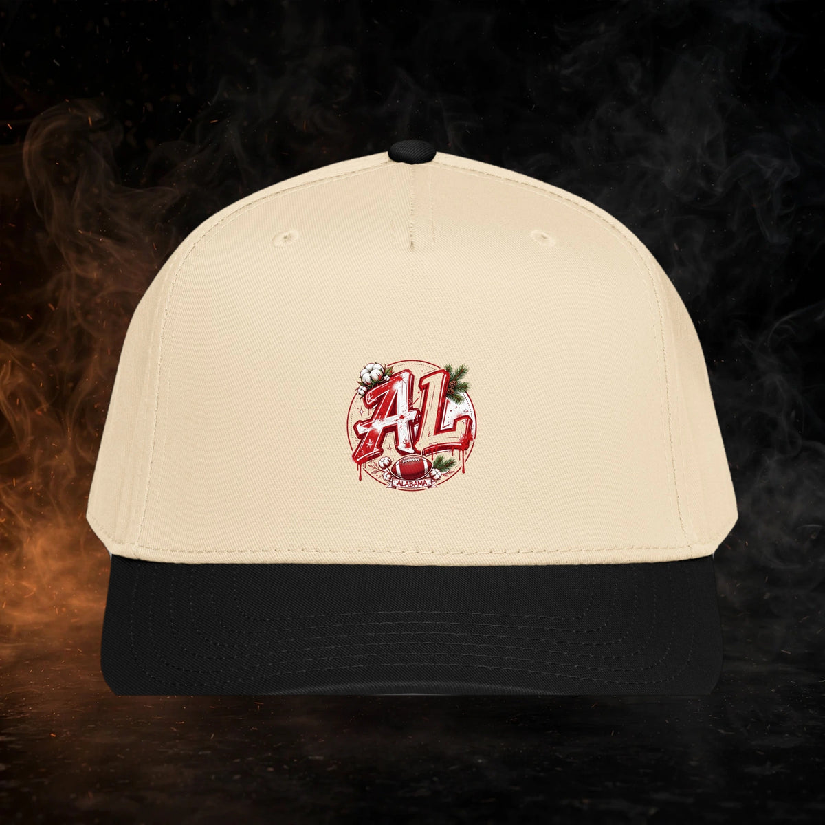 Alabama Streetwear 5 Panel Cap — dark streetwear studio photo