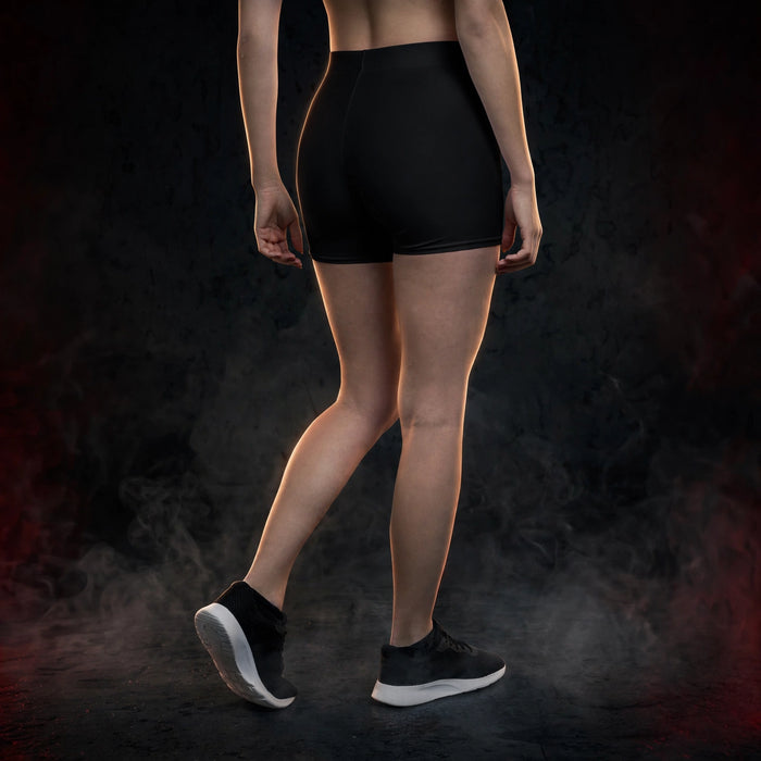 BLACK Women Workout Shorts — dark streetwear studio photo