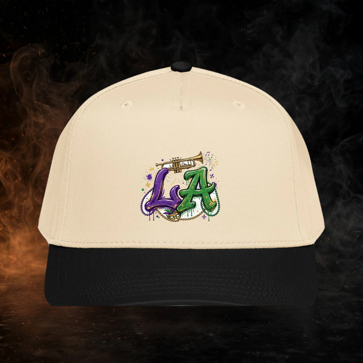 Louisiana Streetwear 5 Panel Cap — dark streetwear studio photo