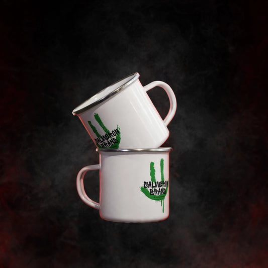 SMILEY FACE Enamel Mug — dark streetwear studio photo
