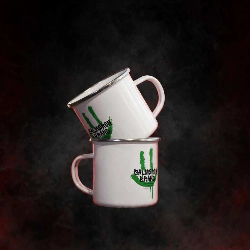 SMILEY FACE Enamel Mug — dark streetwear studio photo