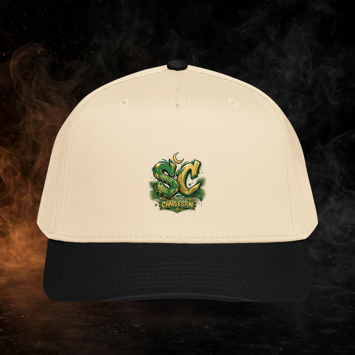 South Carolina Streetwear 5 Panel Cap — dark streetwear studio photo